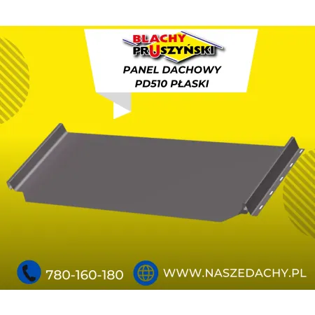 Panel dachowy Panel PD510 P-S płaski blacha na rąbek Połysk 30lat gwarancji