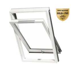 Okno dachowe obrotowe PVC Aura Gold plus z trzyszybowym pakietem rozmiar 66x118
