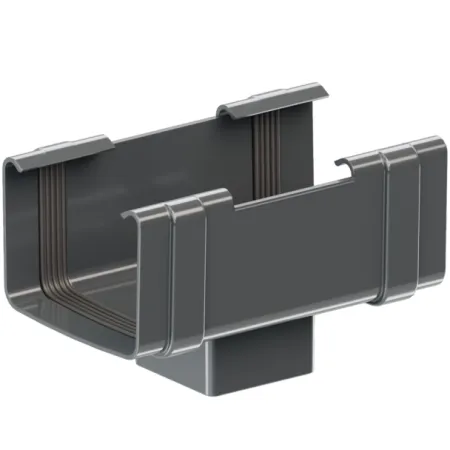 Lej spustowy do rynny kwadratowej 135x80 PVC firmy KROP w kolorze grafitowym