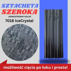 Sztacheta ogrodzeniowa szeroka firmy GARD jednostronna kolor ciemny grafit powłoka IceCrystal zakończenie proste