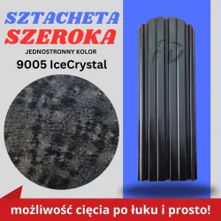 Sztacheta ogrodzeniowa szeroka firmy GARD jednostronna kolor czarny powłoka IceCrystal zakończenie półokrągło