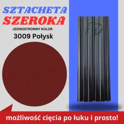 Sztacheta ogrodzeniowa szeroka firmy GARD jednostronna powłoka w połysku kolor kasztanowy zakończenie proste