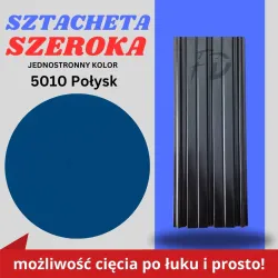 Sztacheta ogrodzeniowa szeroka firmy GARD jednostronna powłoka w połysku kolor niebieski zakończenie proste