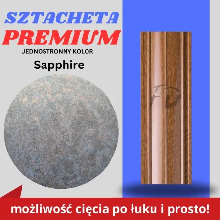 Sztacheta ogrodzeniowa wąska Premium firmy GARD jednostronna kolor Sapphire zakończenie prosto