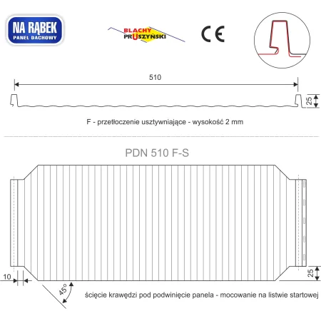 Panel dachowy PD510 F-S mikrofala blacha na rąbek ULTRAMAT 35lat gwarancji