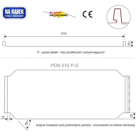 Panel dachowy Panel PD510 nano fala blacha na rąbek Połysk 30lat gwarancji